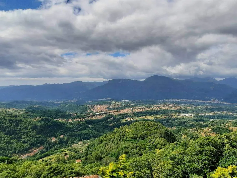 House in Sommocolonia with a view of Barga and valley to the Apuane ...