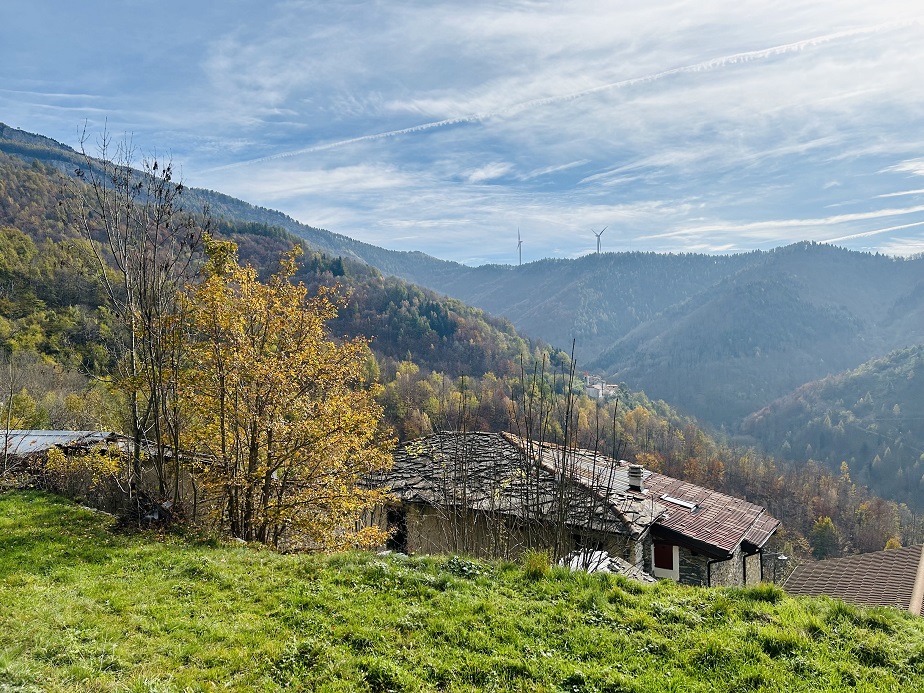 Detached house with land and stone farmhouse.