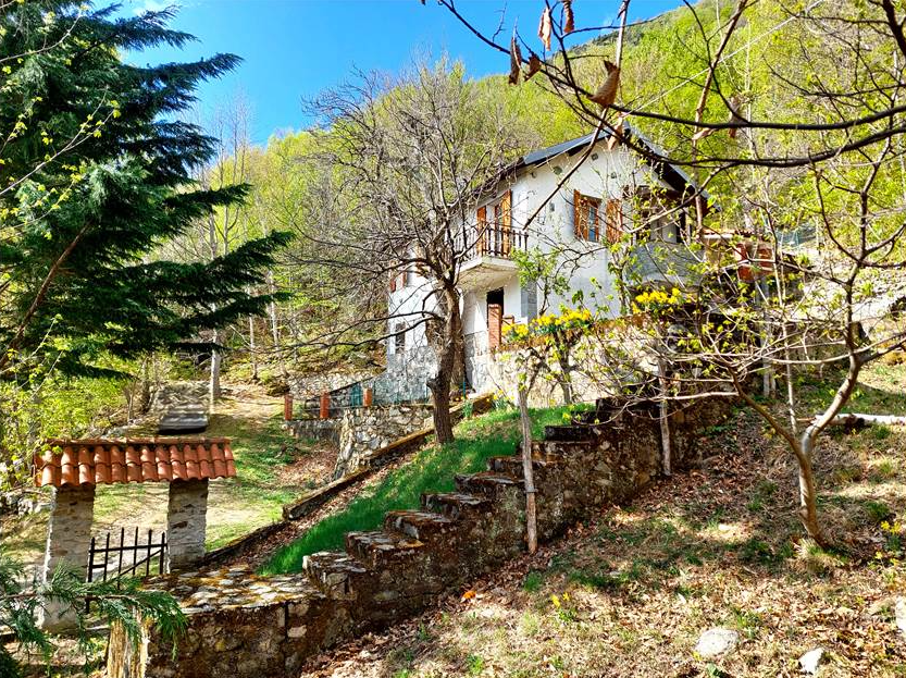 Detached villa with surrounding land.