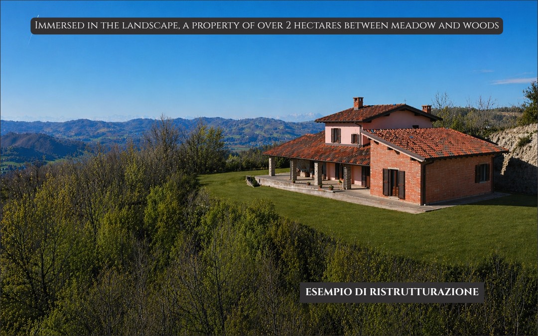 Panoramic Villa in Monferrato with Over 2 Hectares of Private Land – Rare Opportunity to Complete and Customize