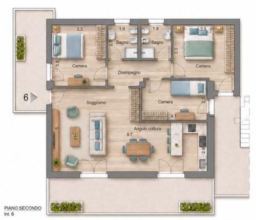 Apartment of 136 sqm with seaview with garden and terrace for sale in Chiavari in the Liguria region, Italy