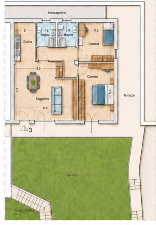 Apartment of 143 sqm with seaview with garden and terrace for sale in Chiavari in the Liguria region, Italy